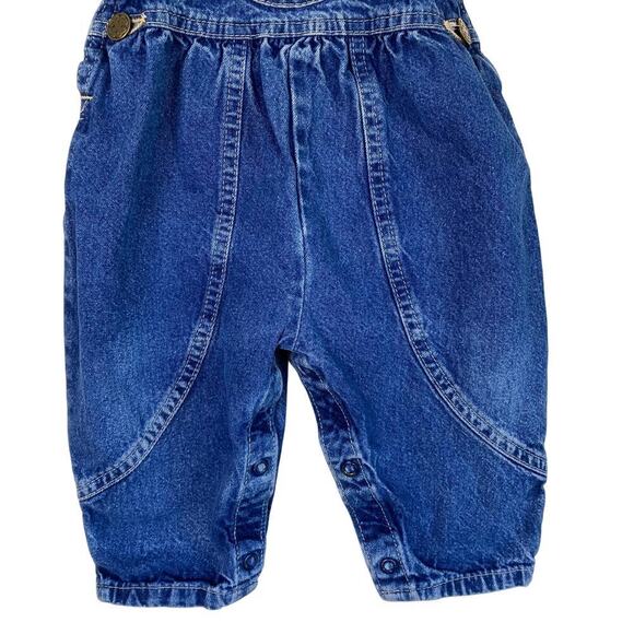 OshKosh Vintage 90s Bubble Leg Bib Style Denim Overalls USA Made Sz 12Mo - Picture 4 of 16